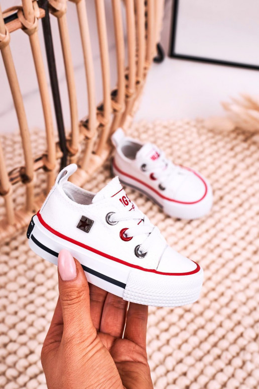 Kindisch Klassisches Stilvollll Turnschuhe mit flacher Sohle BIG STAR HH374193 Zueiße Farbe