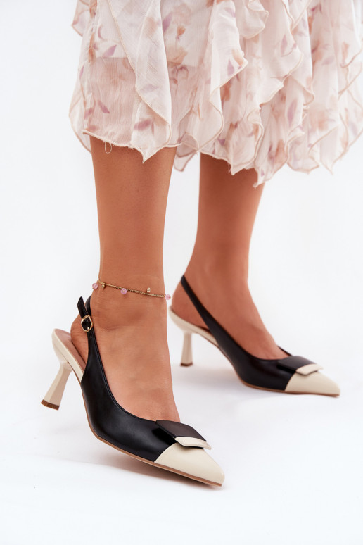 Eleganter Stil hochhackige Schuhe mit Ornamenten Eko Haut schZuarze Farbe Ottoles