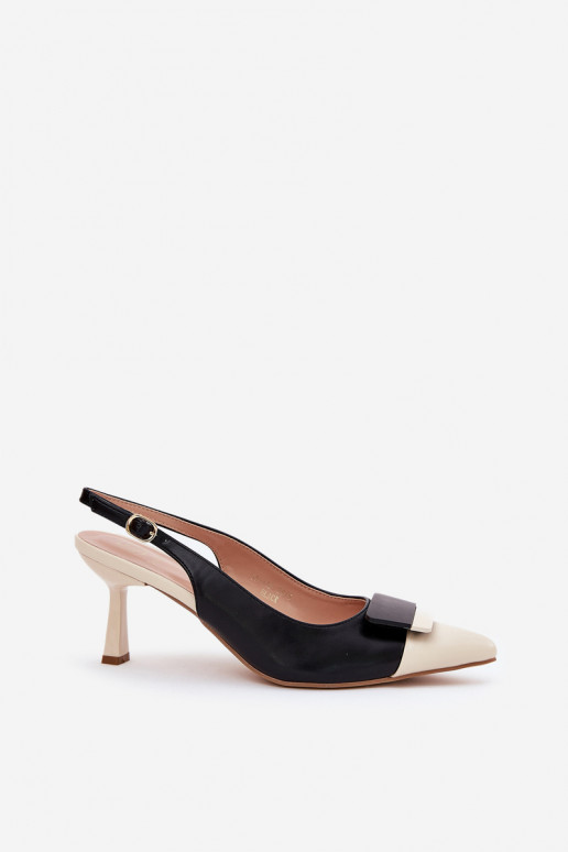 Eleganter Stil hochhackige Schuhe mit Ornamenten Eko Haut schZuarze Farbe Ottoles