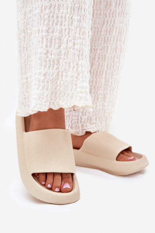 Feminin Leichte Hausschuhe aus Schaumstoff Auf dicker Sohle Beige Querceria