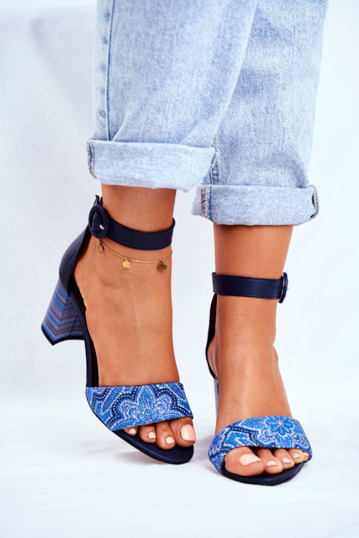 Damensandalen aus Ermöglichtturleder Dunkelblau 04235-17/00-5