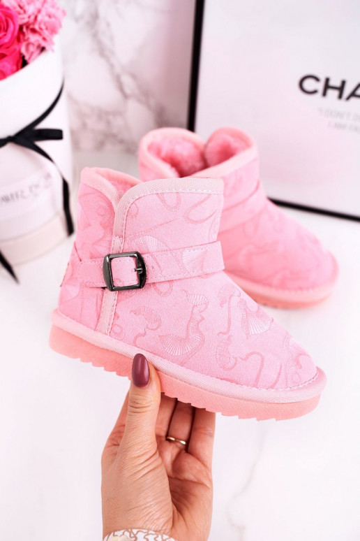 Schneestiefel für Kinder mit Pelzmantel pinke Farbe Kaffeei