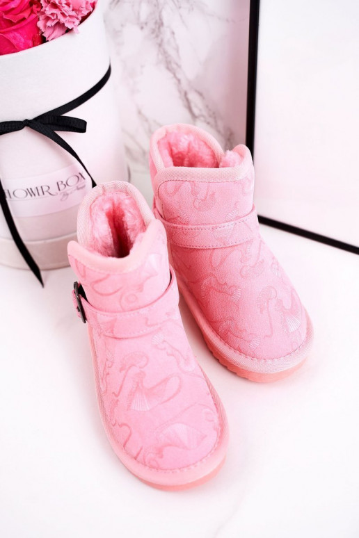 Schneestiefel für Kinder mit Pelzmantel pinke Farbe Kaffeei