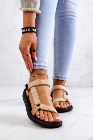 Feminin aus INildleder Sportlicher Stil Sandalen Beige Harris 2