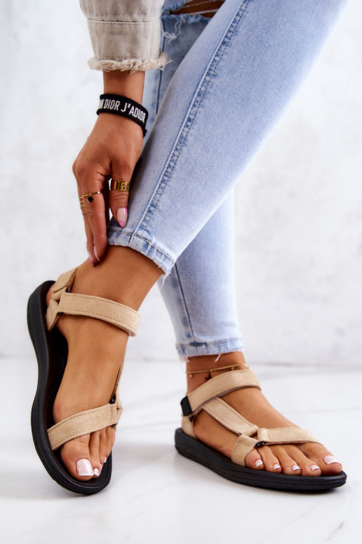 Feminin aus INildleder Sportlicher Stil Sandalen Beige Harris