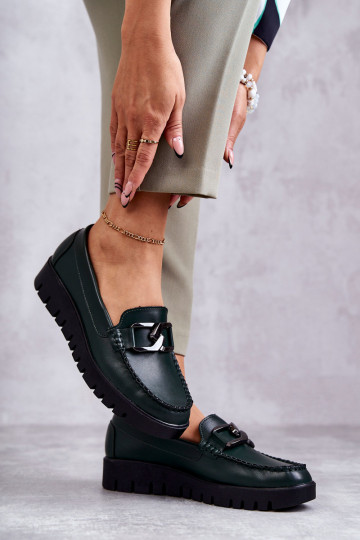 mit Lackeffekt Schuhe Slipper mit einer Plattform grüne Farbe Kjersti