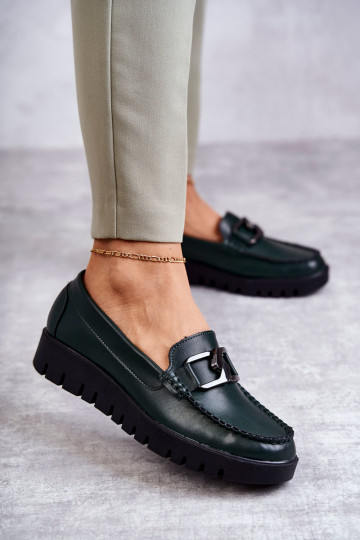 mit Lackeffekt Schuhe Slipper mit einer Plattform grüne Farbe Kjersti 2