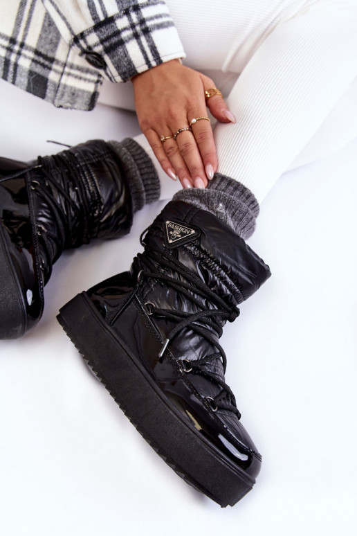 Feminin Modisch Schneestiefel mit Schnürsenkeln schZuarze Farbe Carrios