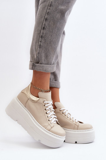 Zazoo 10165 Turnschuhe Feminin mit einer Plattform Beige