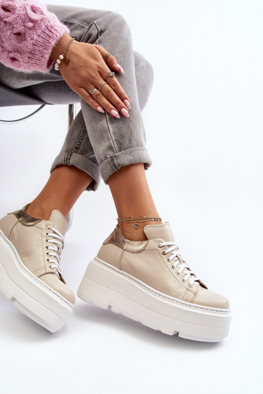 Zazoo 10165 Turnschuhe Feminin mit einer Plattform Beige