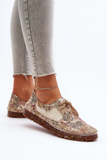 Gemustert Schuhe Feminin Es mussciejka 06347-04 Beige 2