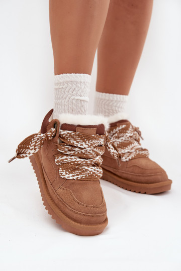 aus INildleder Schneestiefel Feminin mit Pelzmantel I Grubym Schnürungm Vinceza 97963 braune Farbe 2