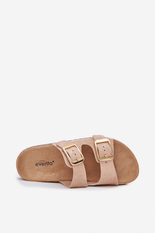 Damenhausschuheaus Öko-INildlederu goldene Farbe mit Schnallen Beige Vorella