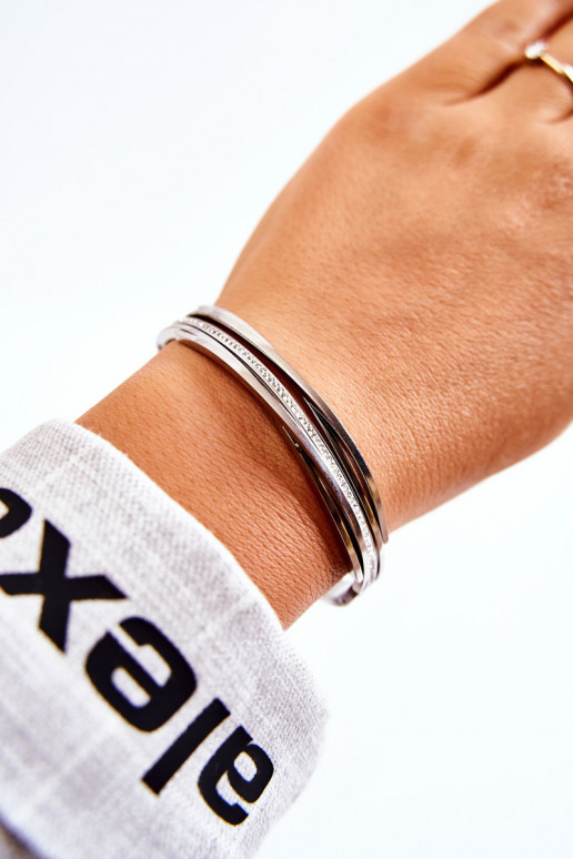 Ein Armband Stahl mit blitzenden Augen Silberfarbe Myrens