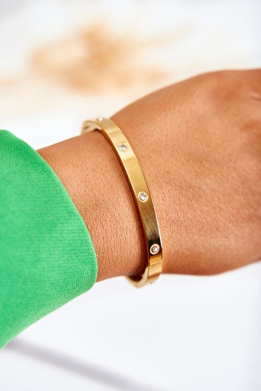 Stahlarmband mit Zirkonösen goldene Farbe Lauren