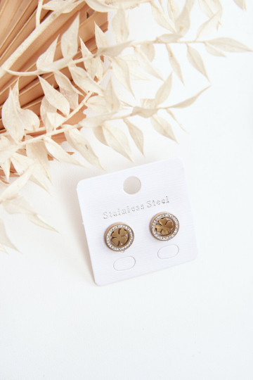 Kleeblatt-Ohrringe aus Edelstahl goldene Farbe 2