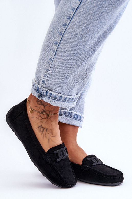 Feminin Modisch INildledermokassins schZuarze Farbe Rabell