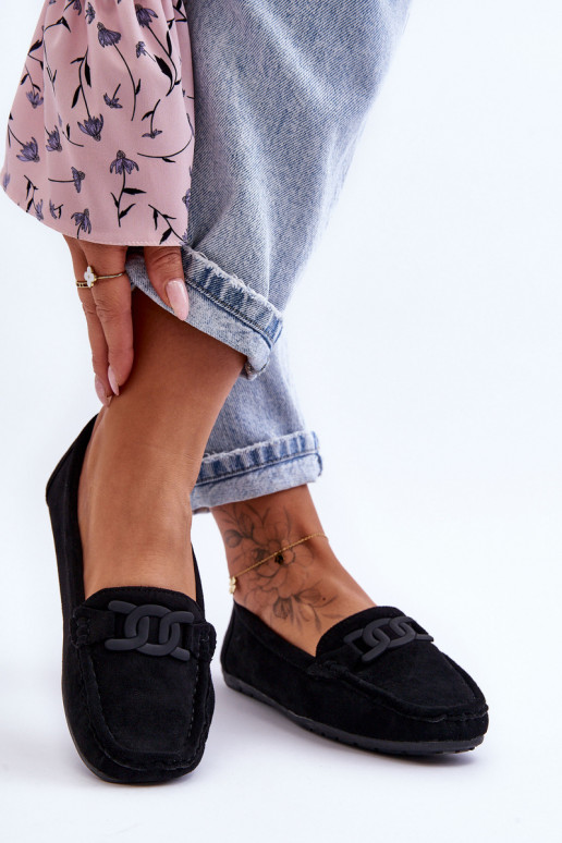 Feminin Modisch INildledermokassins schZuarze Farbe Rabell