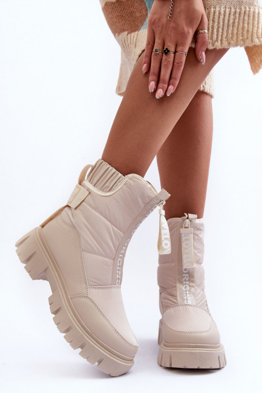 Groß Schneestiefel Feminin sich Zuarm laufen Beige Freoc