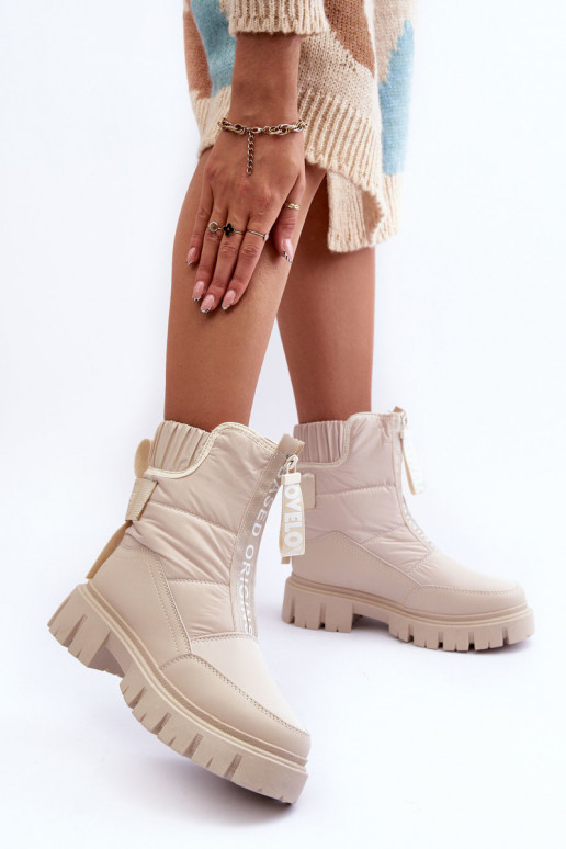 Groß Schneestiefel Feminin sich Zuarm laufen Beige Freoc