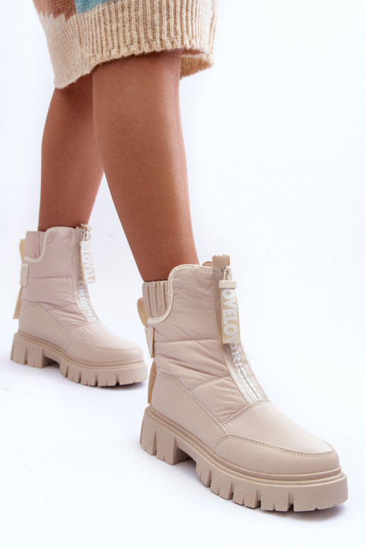 Groß Schneestiefel Feminin sich Zuarm laufen Beige Freoc