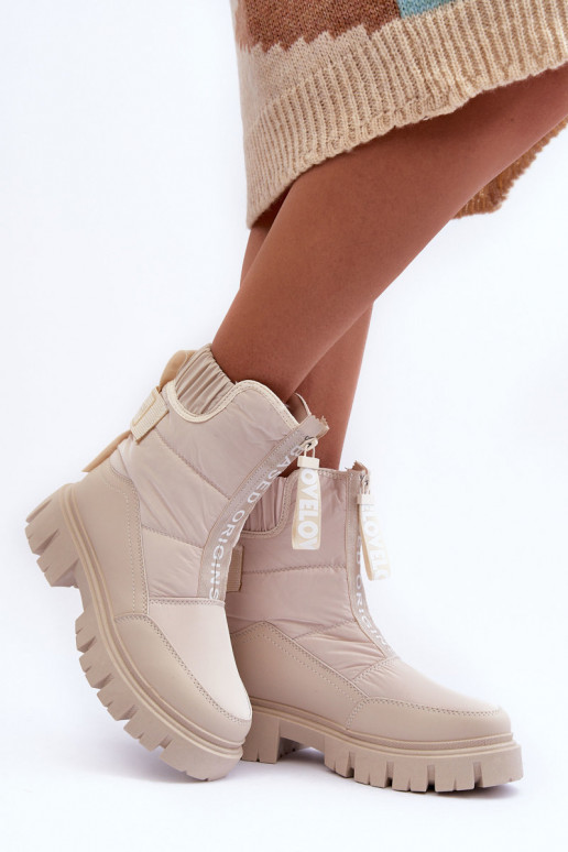 Groß Schneestiefel Feminin sich Zuarm laufen Beige Freoc