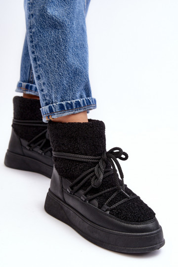 Feminin Schneestiefel mit einer Plattform schZuarze Farbe Ahatissa 2