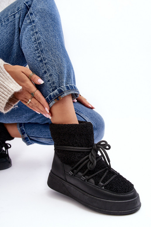 Feminin Schneestiefel mit einer Plattform schZuarze Farbe Ahatissa