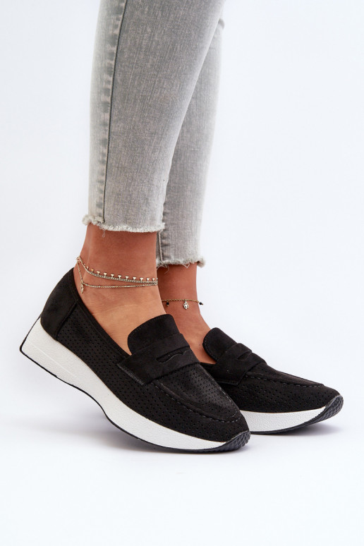 Plateau-Mokassins für Damen aus Öko-INildlederoZue schZuarze Farbe Inesqua