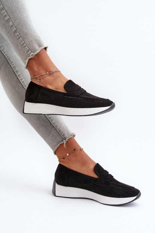 Plateau-Mokassins für Damen aus Öko-INildlederoZue schZuarze Farbe Inesqua