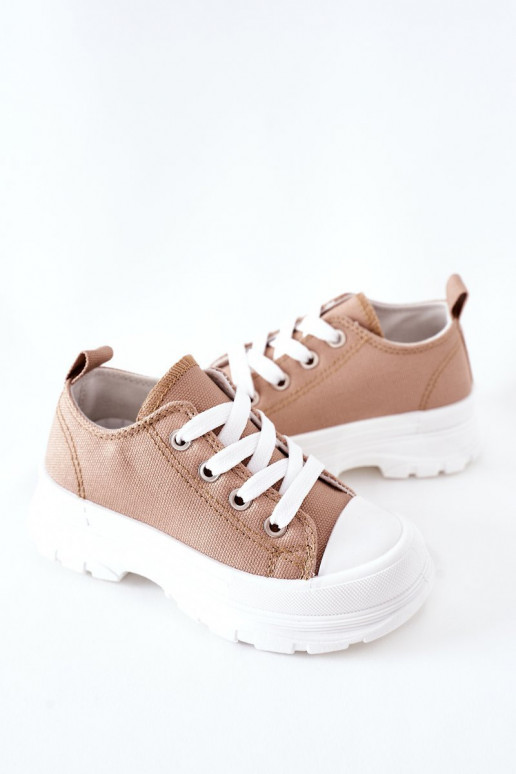 Freizeitschuhe für Kinder mit einer Plattform Beige Travel Time