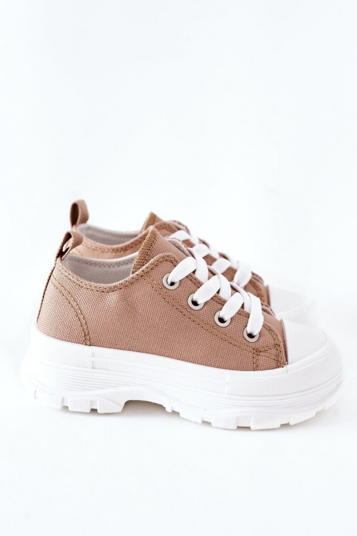 Freizeitschuhe für Kinder mit einer Plattform Beige Travel Time