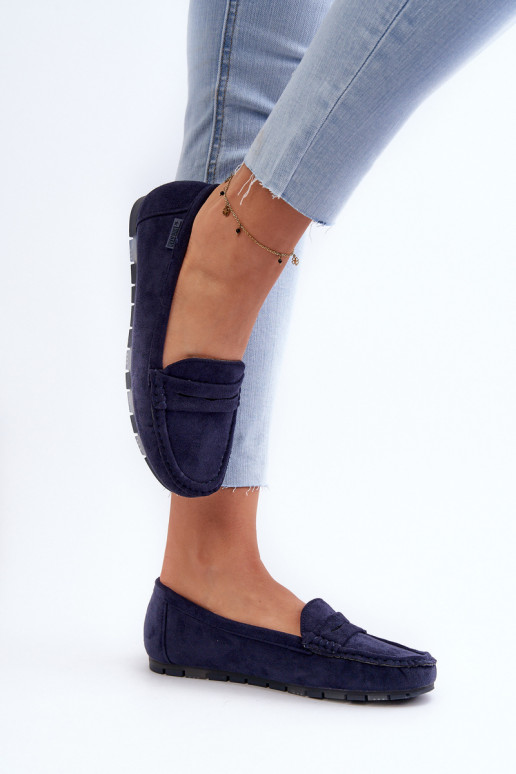 Mokassins für Damen aus Öko-INildlederoZue Big Star NN274931 Memory Foam System Dunkelblau