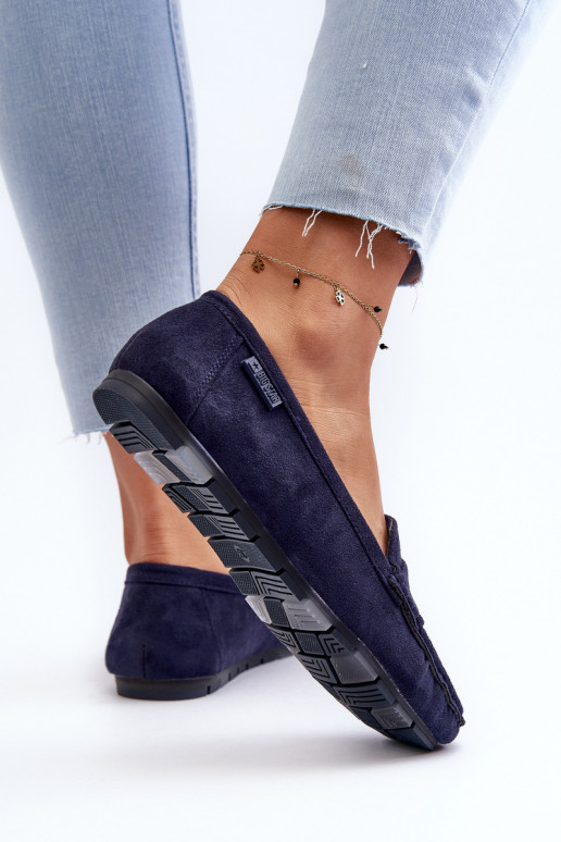 Mokassins für Damen aus Öko-INildlederoZue Big Star NN274931 Memory Foam System Dunkelblau