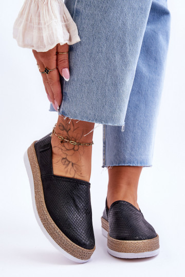 Espadrilles aus Leder Mokassins Big Star LL276002 schZuarze Farbe