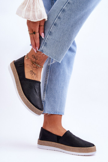 Espadrilles aus Leder Mokassins Big Star LL276002 schZuarze Farbe 2
