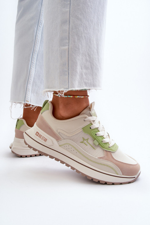 Sneakers Stilvollllschuhe Feminin Big Star NN274A091 Beige-grüne Farbe