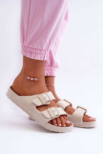 Damenhausschuhe mit Schaumstoff mit Schnallen Beige Luciene 2