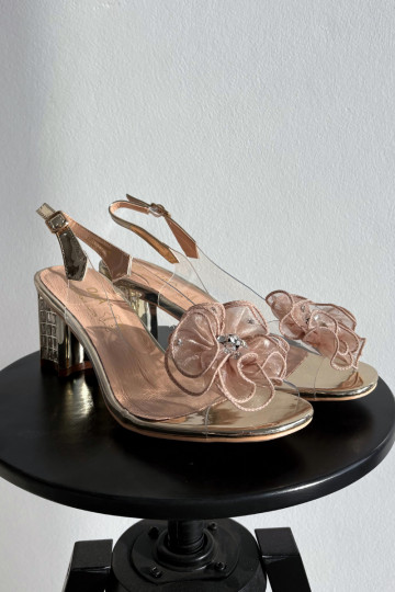 Sandalen mit Absätzen mit Ornamenten D&A MR52-238 goldene Farbe