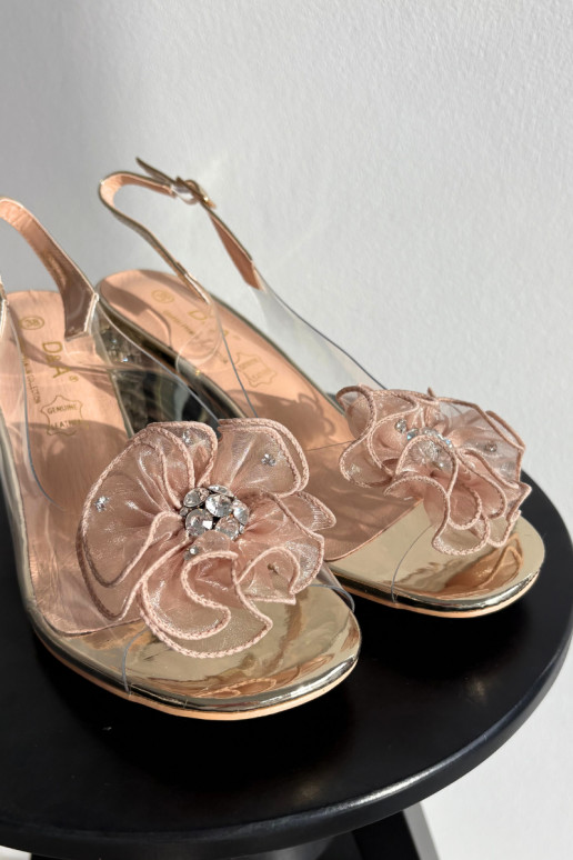 Sandalen mit Absätzen mit Ornamenten D&A MR52-238 goldene Farbe