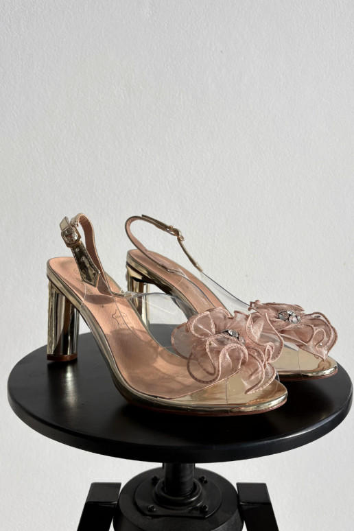 Sandalen mit Absätzen mit Ornamenten I Kryształkami D&A MR52-236 goldene Farbe