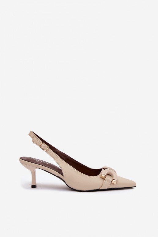 Damensandalen mit dünnen Absätzen Mit Dekorationen Detalem elfenbeinfarbe Brienne