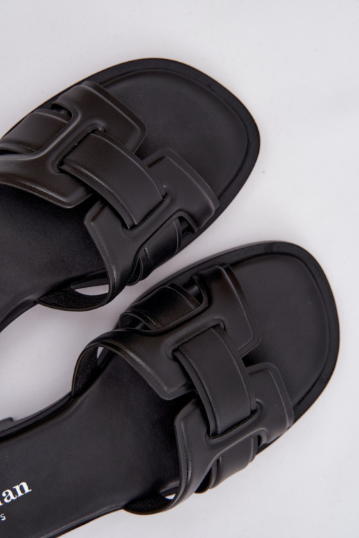 Damenhausschuhe mit breiten Absätzen schZuarze Farbe Lorania