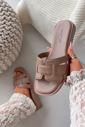 Damenhausschuhe mit breiten Absätzen Beige Lorania 2