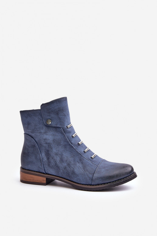 sich Zuarm laufen Damenstiefel mit breiten Absätzen blaue Farbe Labise