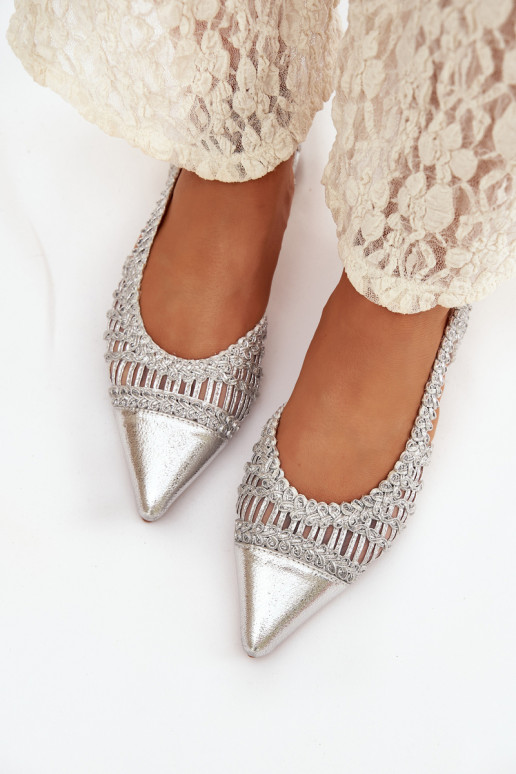 Damensandalen Mit Zopf Klocke Silberfarbe Nivorra