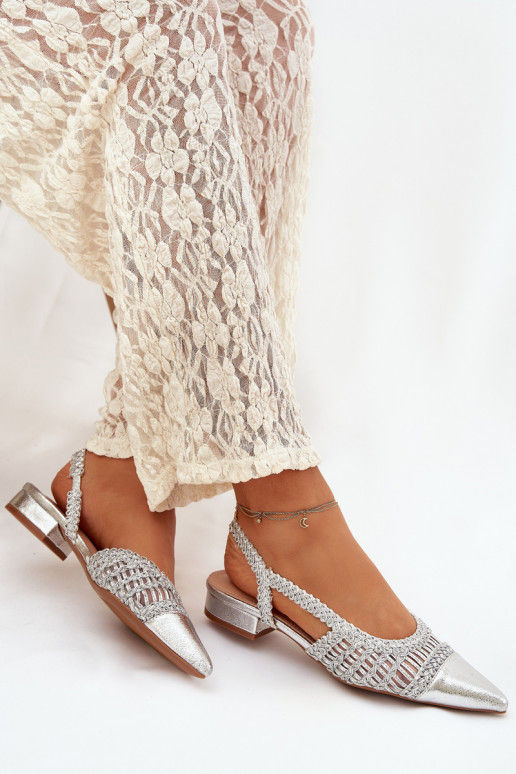 Damensandalen Mit Zopf Klocke Silberfarbe Nivorra