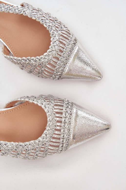 Damensandalen Mit Zopf Klocke Silberfarbe Nivorra