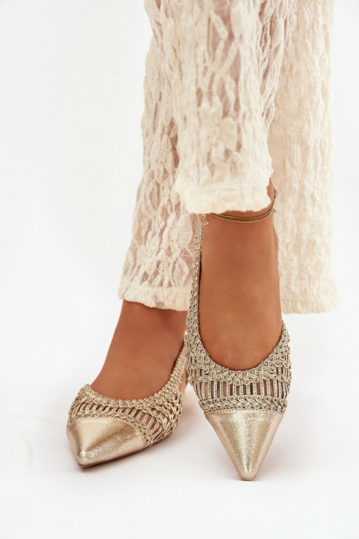 Damensandalen Mit Zopf Klocke goldene Farbe Nivorra