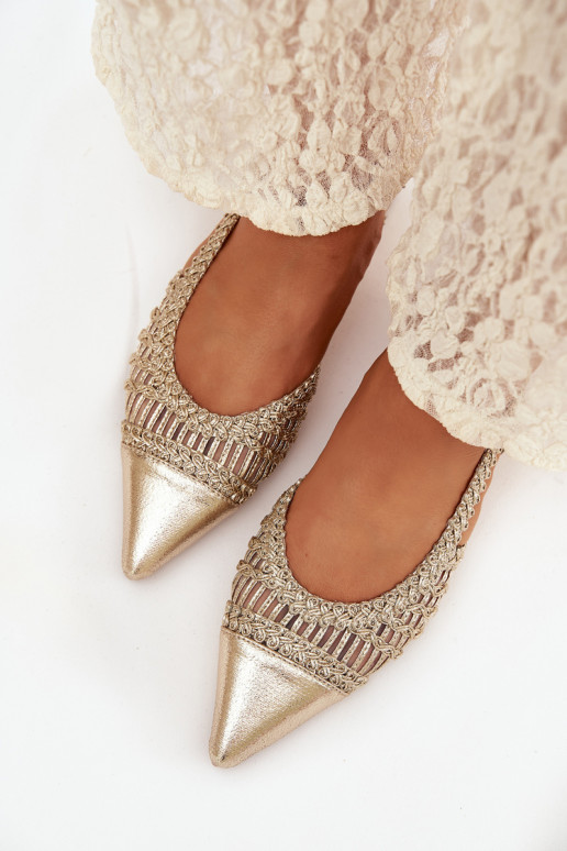 Damensandalen Mit Zopf Klocke goldene Farbe Nivorra